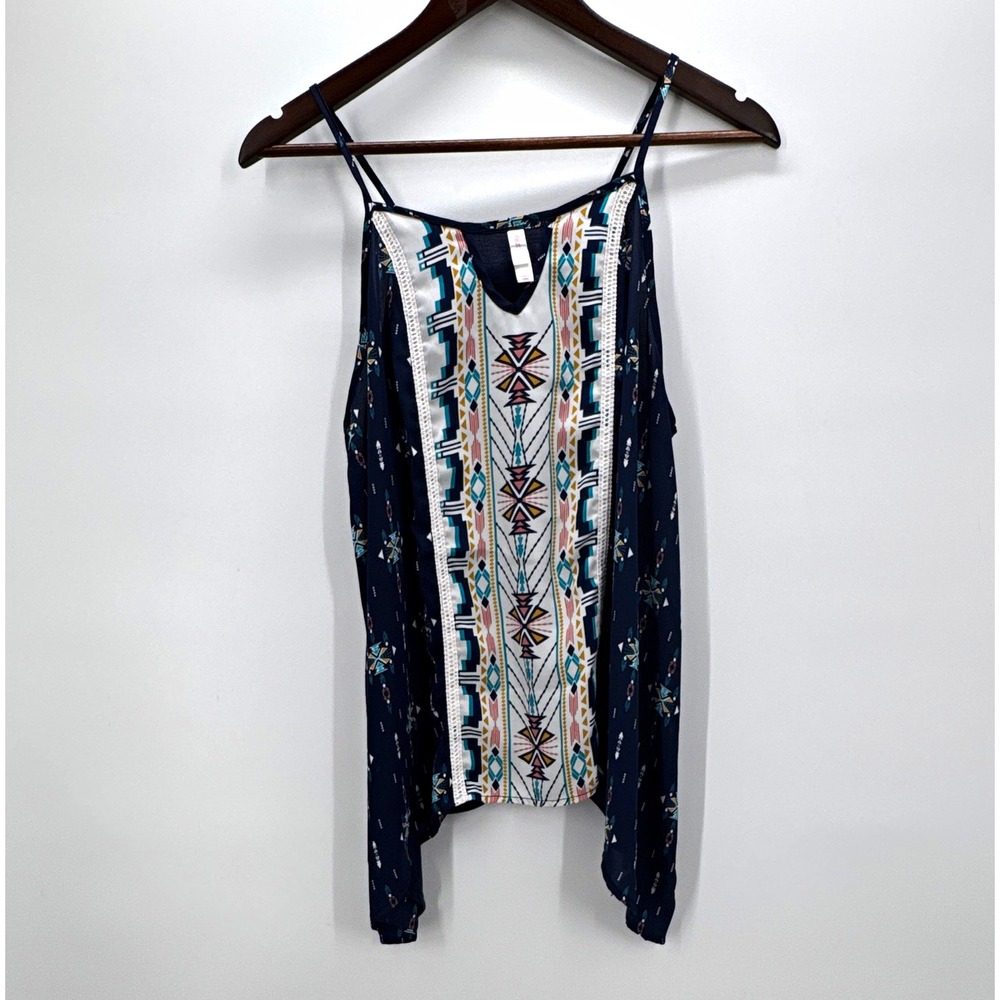 Xhilaration Womens L Multicolor Aztec Geometric Spaghetti Tank